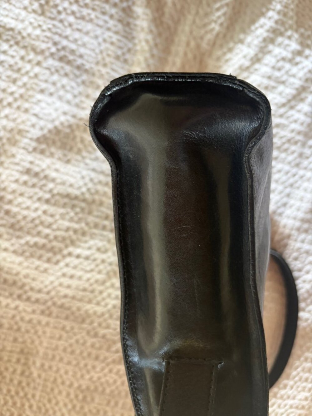 Vintage Furla Black Leather Shoulder Bag Made in Italy 90s Structured Purse - Picture 4 of 8